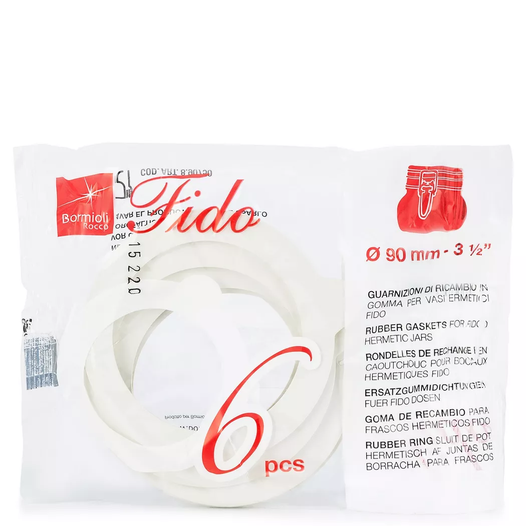 Bormioli Rocco Fido Rubber Seals 6 Pieces White 90 mm