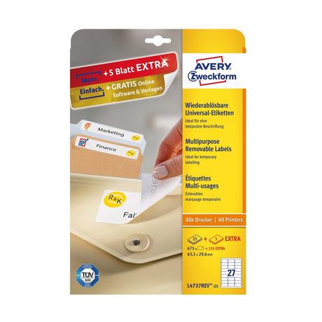Avery-Zweckform Etiquettes Wiederablösbar 