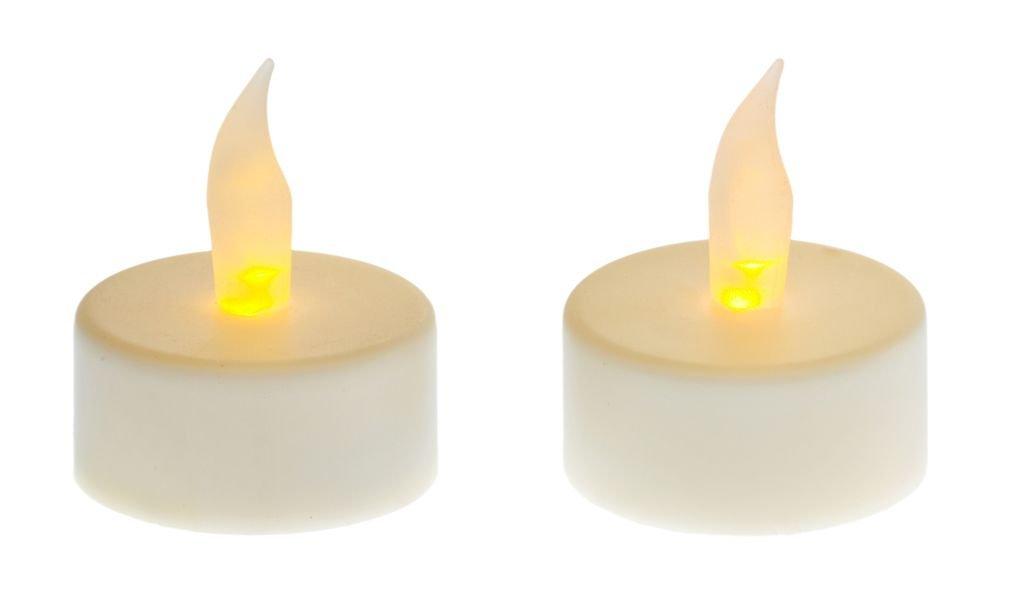  HW LED mit Kerze LED Teelicht 2er Set weiss inkl. 2 Knopfbatterien 