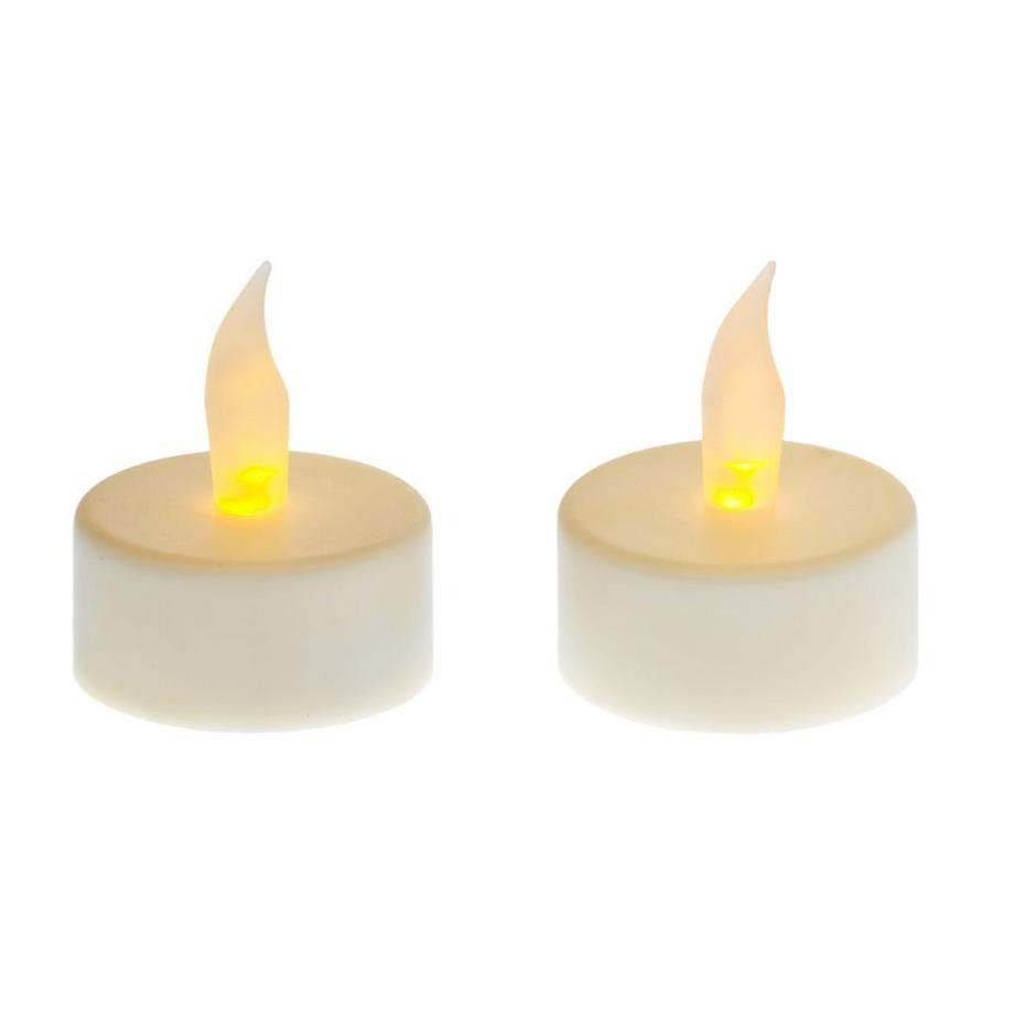 HW LED mit Kerze LED Teelicht 2er Set weiss inkl. 2 Knopfbatterien 
