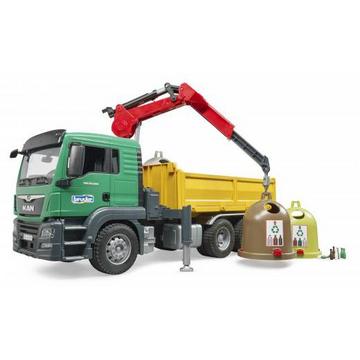 MAN TGS Truck con 3 contenitori per il riciclaggio del vetro e bottiglie