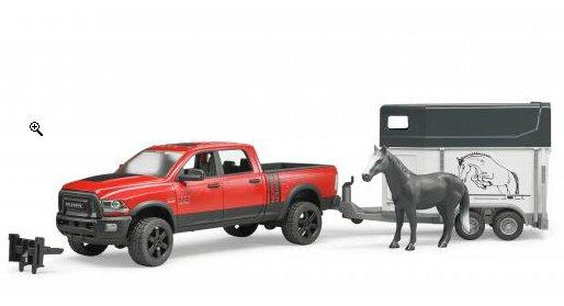 bruder  RAM 2500 Power Wagon mit Pferdeanhänger und Pferd 