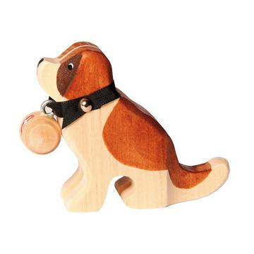 Holztier Barry sitzend mit Fässchen