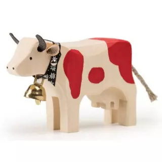 TRAUFFER  Animale di legno mucca stante rosso / Friburgo, modelli assortiti 