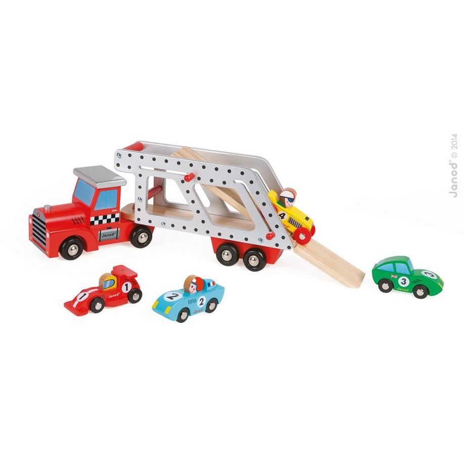 Janod  Camion Transporteur 4 Voitures Story 