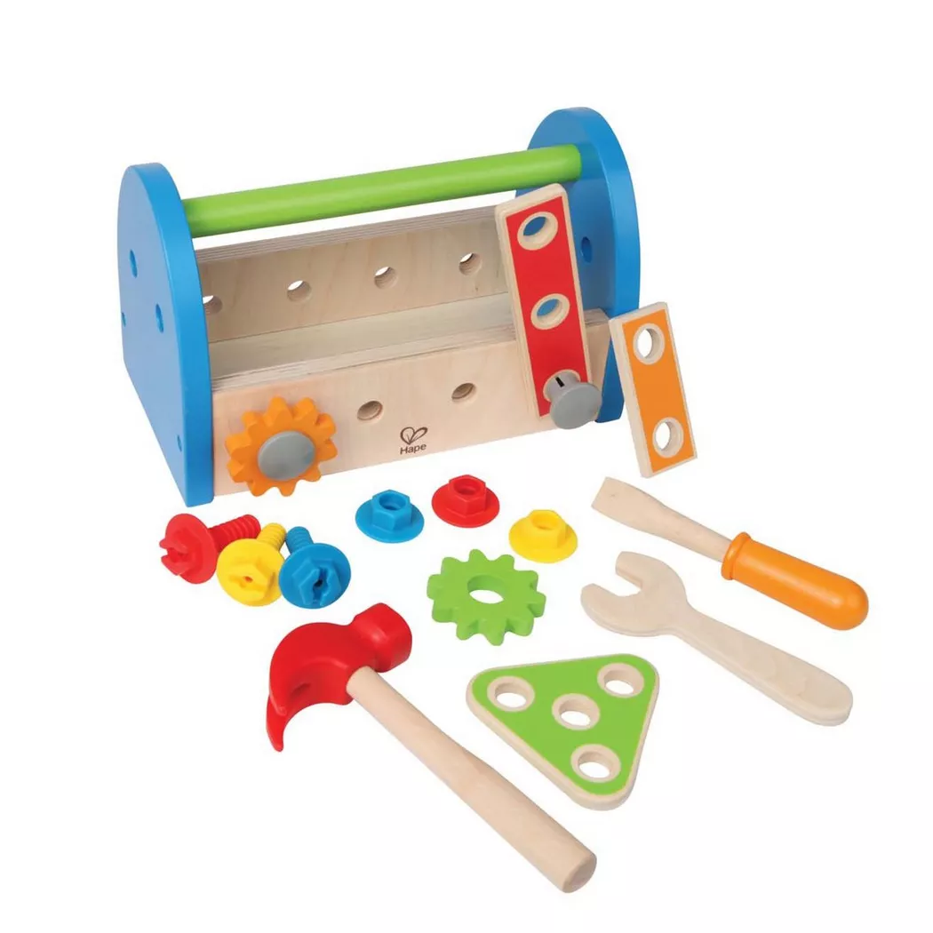 Hape Holzwerkzeugkasten 14-Piece Tool Box Natural