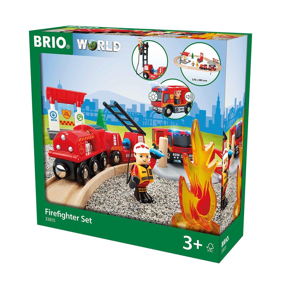 BRIO  Chemin de bois pompiers set 