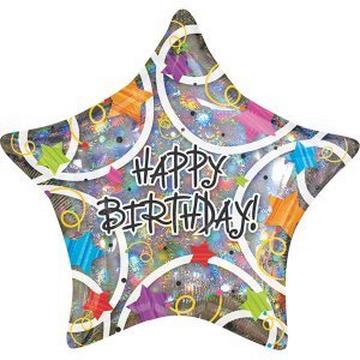 Folienballon Happy Birthday Stars