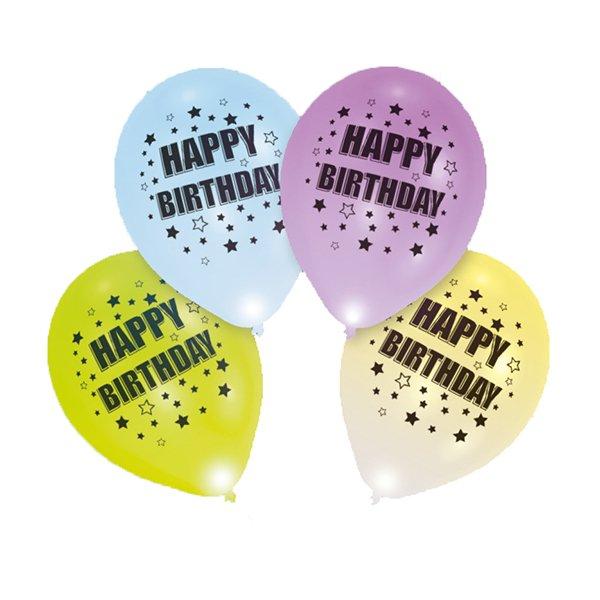 Image of amscan 4 LED Ballone Happy Birthday