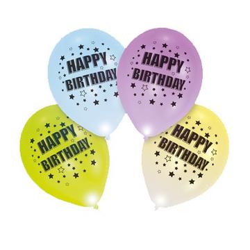 4 Palloncini LED Happy Birthday