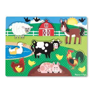 Puzzle en bois à boutons - Animaux de ferme