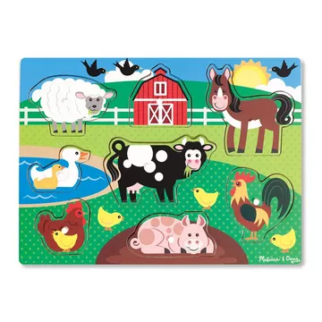 Peg puzzle in legno - Animali da fattoria