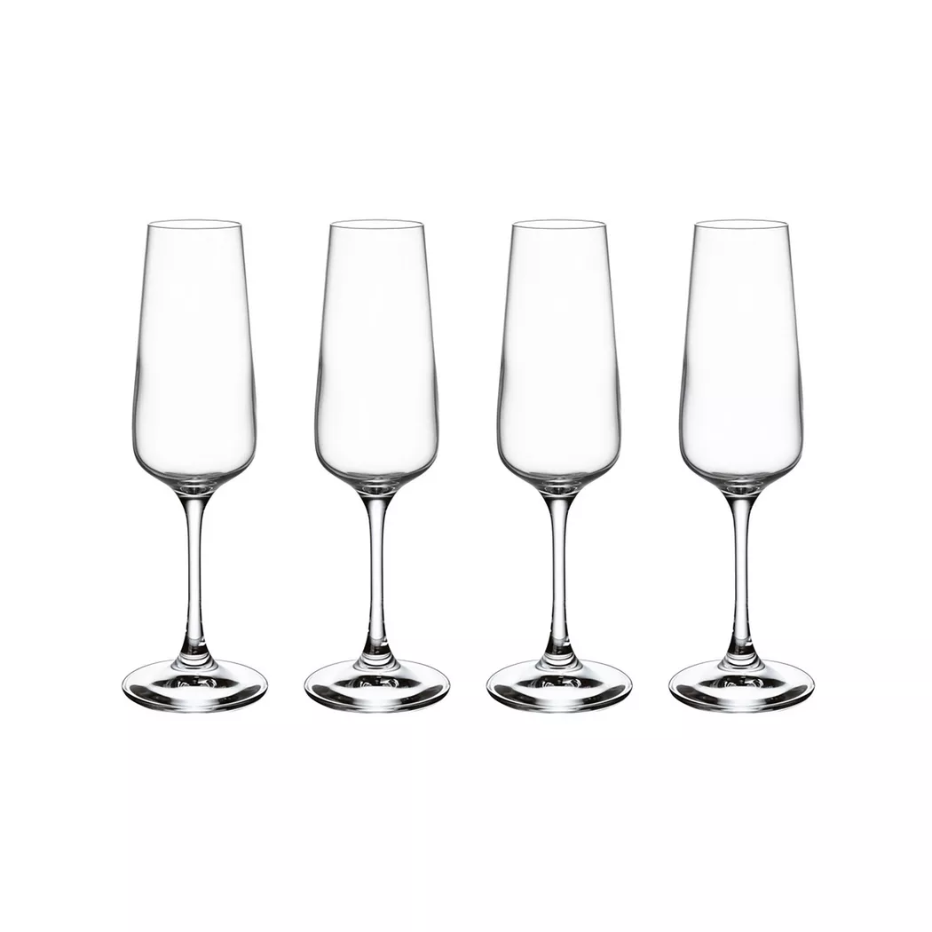 Champagnerglas VILLEROY & BOCH "Champagnergläser Ovid 250 ml 4er Set transparent", bunt (transparent), Glas, Trinkgefäße
