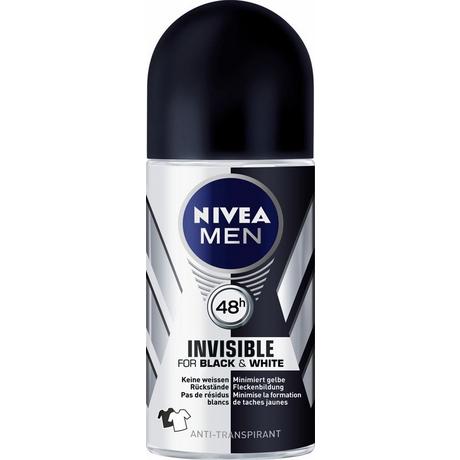 NIVEA Men Power Invisible Black & White Men 48h Invisible for Black & White Anti-Transpirant Roll-On 