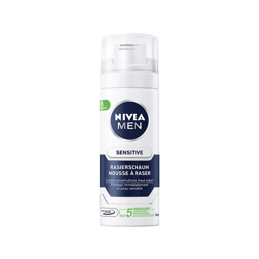 Nivea - Rasierschaum Men Sensitive, Minisize, 50 ml, Weiss