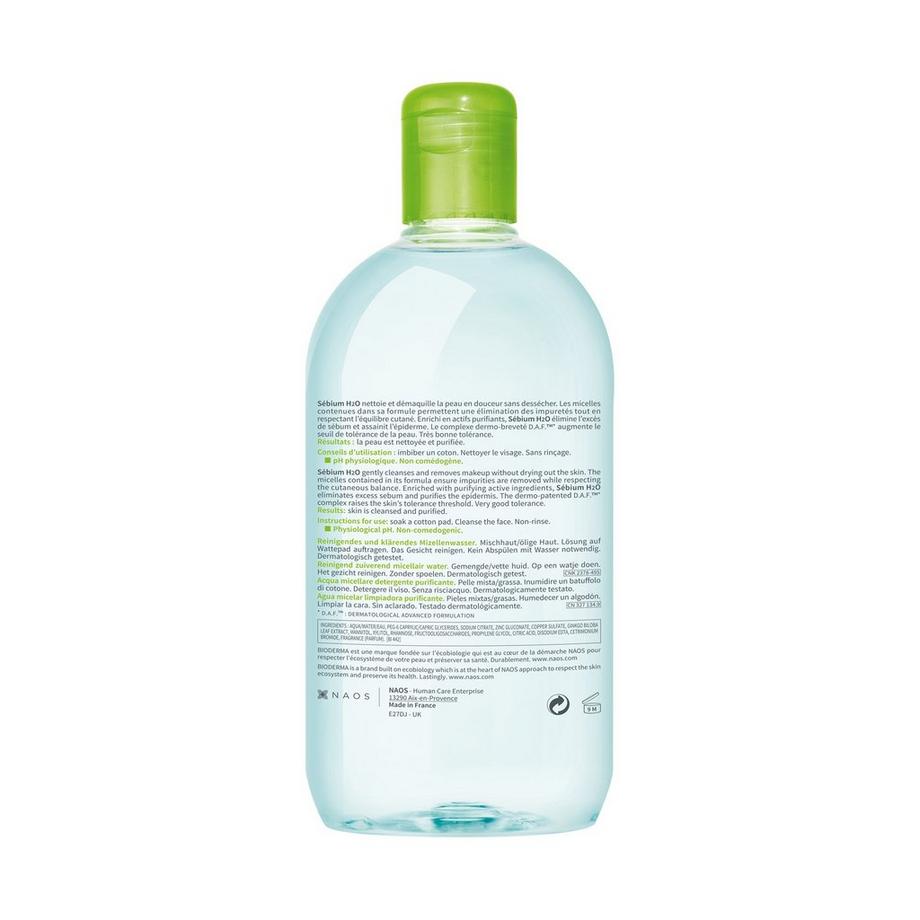 BIODERMA  Sebium H2O, Acqua Micellare Detergente Purificante 