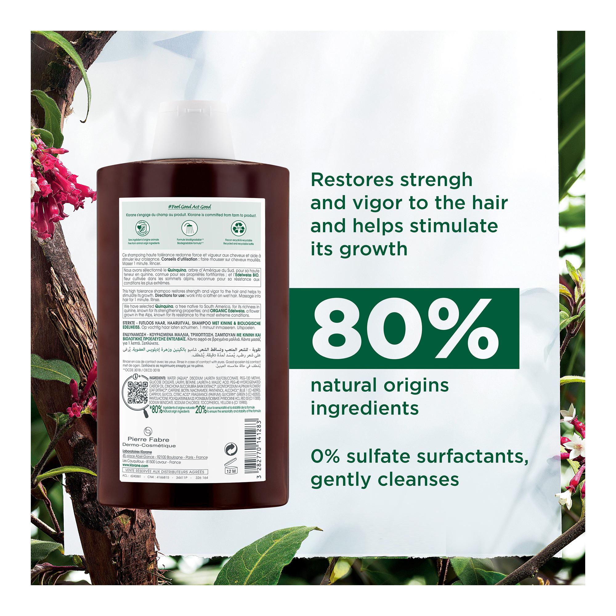 KLORANE Chinino e stella alpina biologica Shampoo rinforzante 