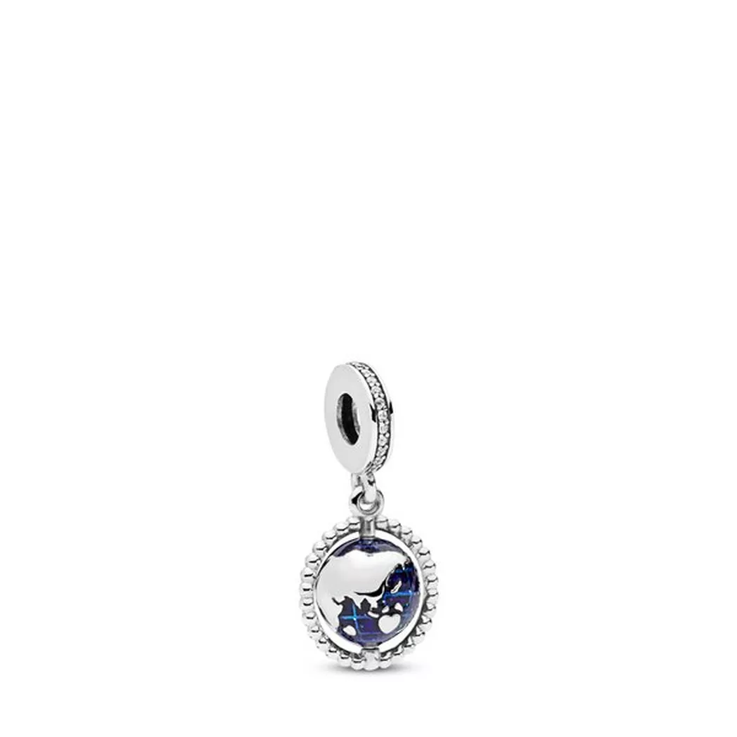 PANDORA Spinning Globe Dangle Charm blue  female