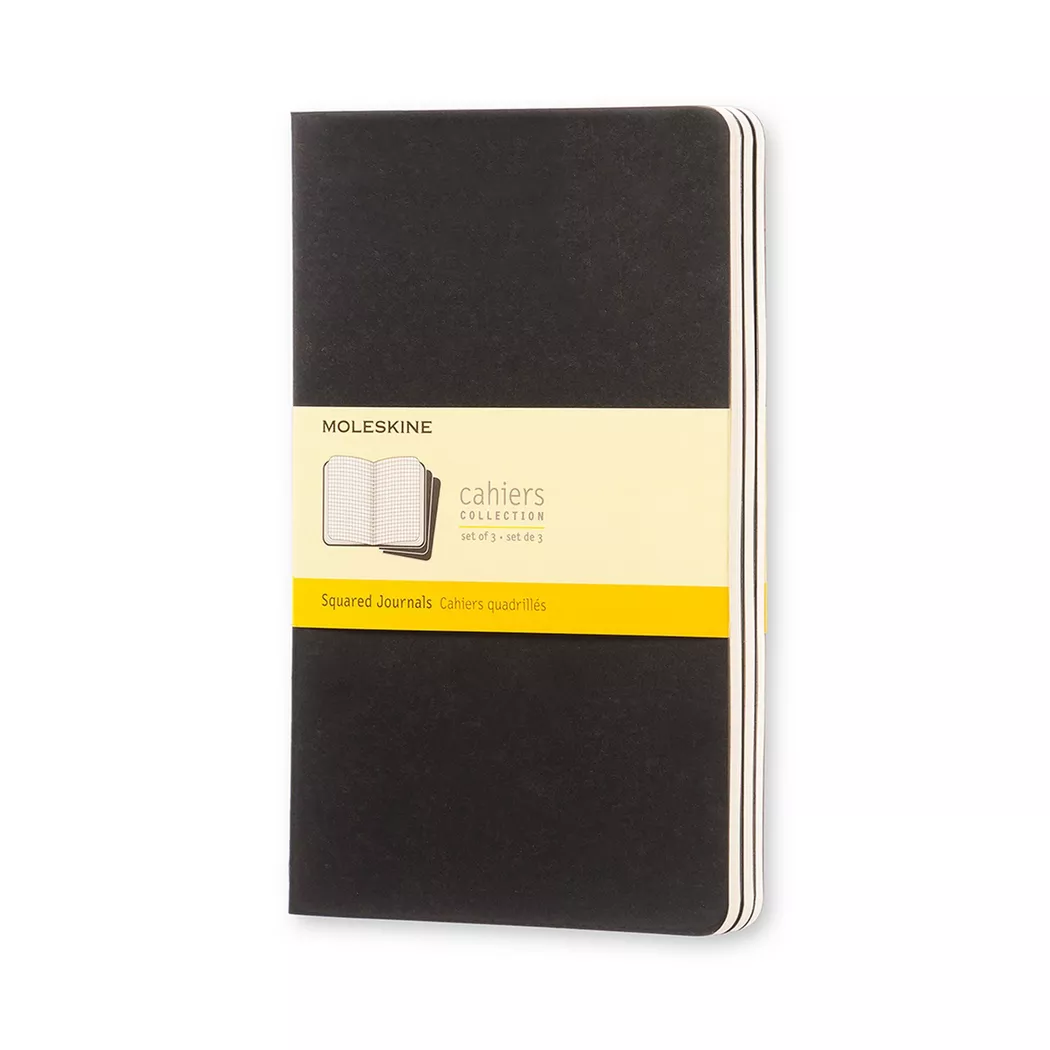 Set de 3 cahiers grand format Moleskine quadrillés Noir