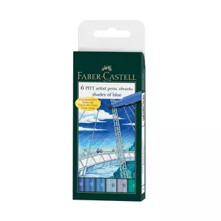 Faber-Castell Set de feutres à base d'encre de Chine pigmentée Pitt Artist Pen Bleu