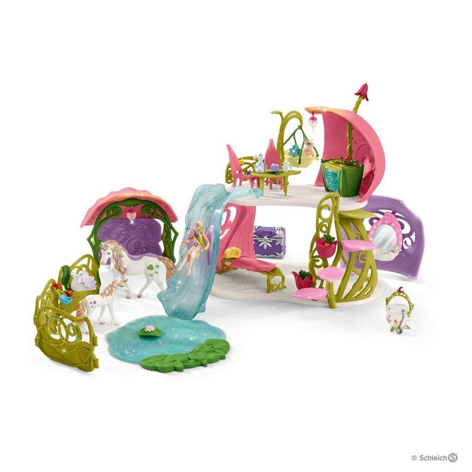 Schleich  42445 Glitzerndes Blütenhaus mit Einhörnern, See und Stall 