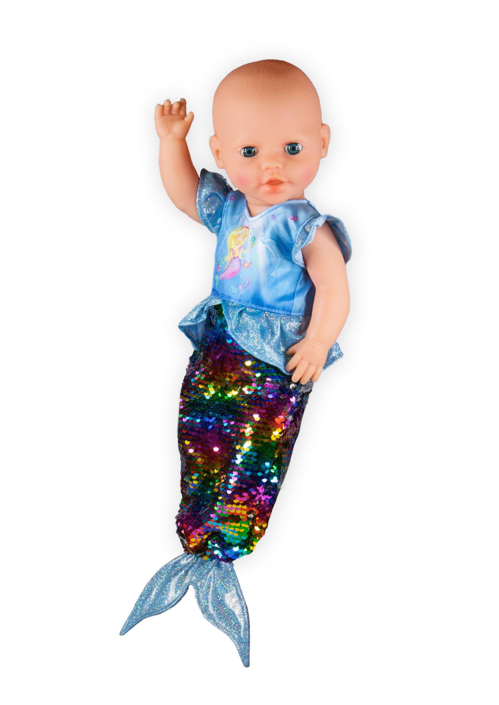 Heless  Robe sirène Ava avec paillettes réversibles pour poupéé, assortiment aléatoire 