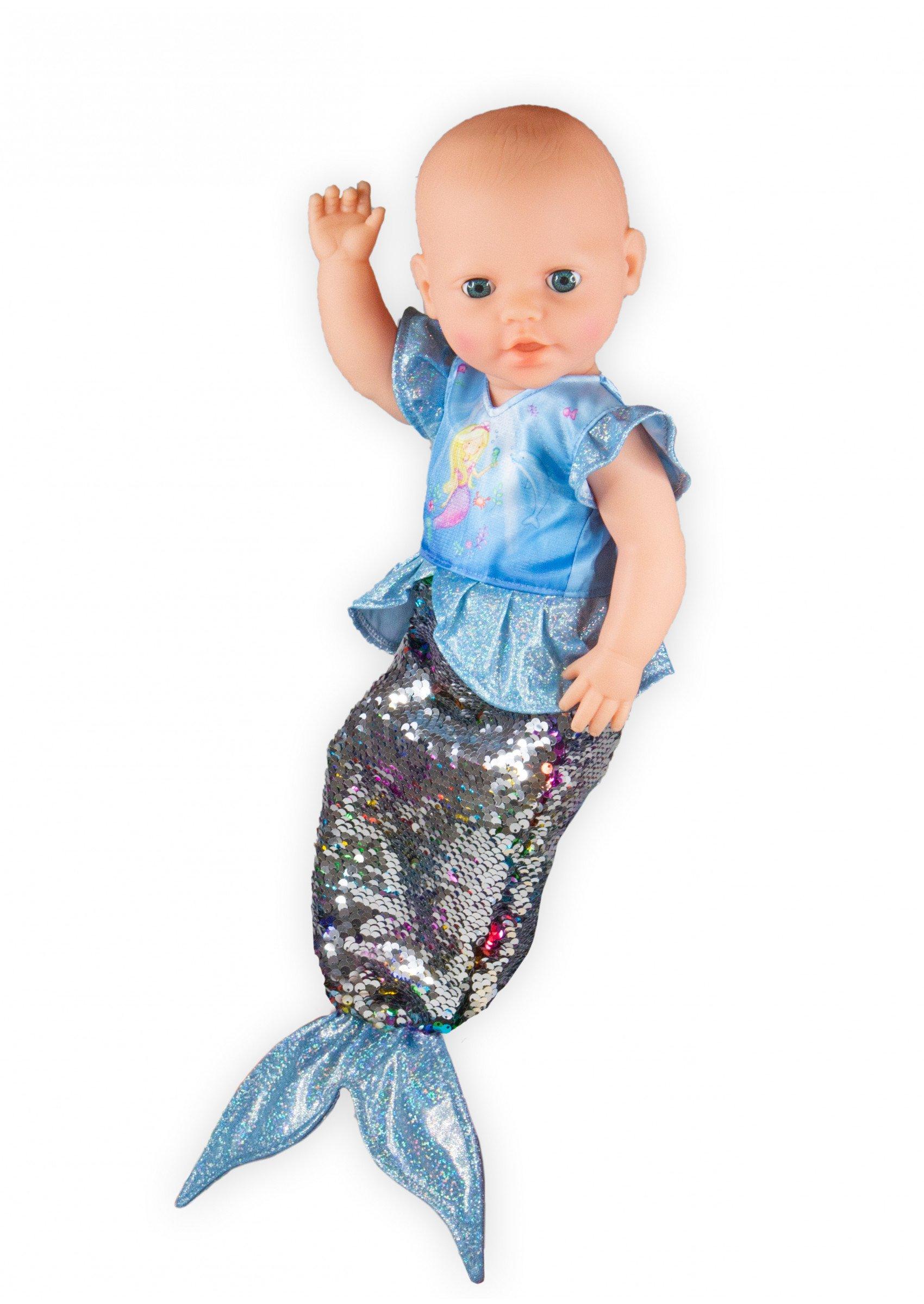 Heless  Robe sirène Ava avec paillettes réversibles pour poupéé, assortiment aléatoire 