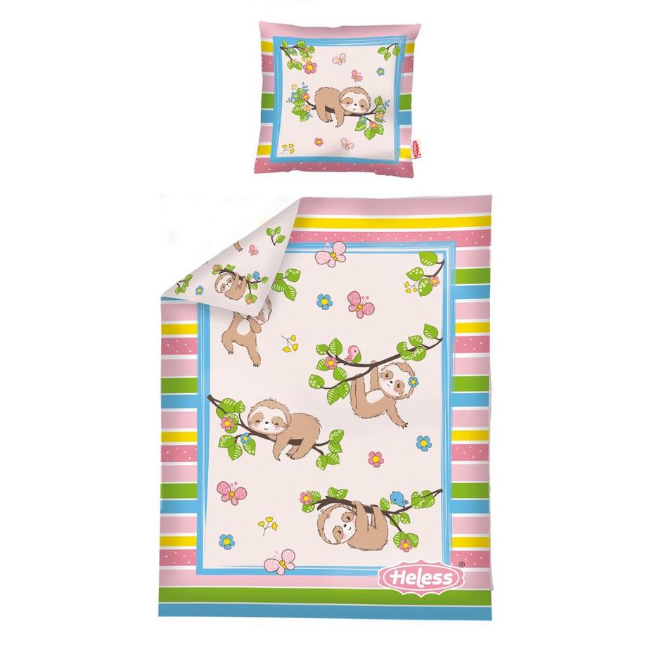 Heless  Puppen-Bettdecke "Faultier Flauschi" mit Kissen 
