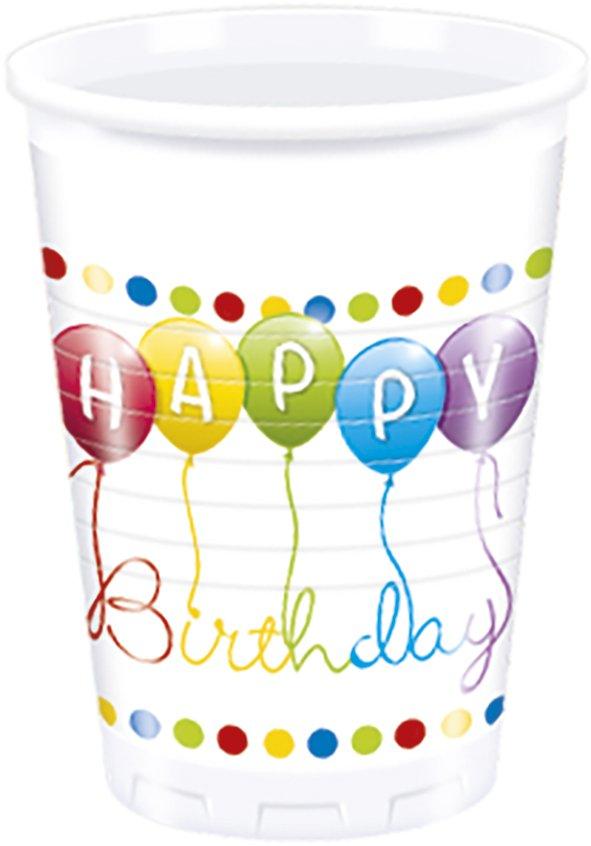 Image of Procos 8 Plastikbecher Happy Birthday 200 ml Party Winnie
