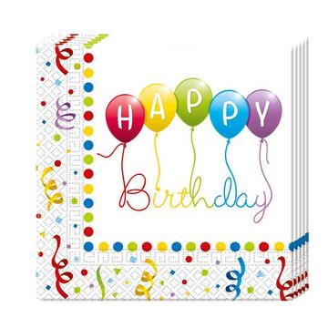 20 Serviettes en papier Happy Birthday 33x33 cm