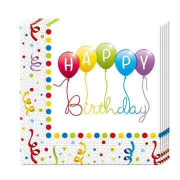 20 Papierservietten Happy Birthday 33x33 cm