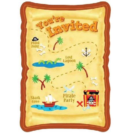 amscan  8 Einladungskarten & Kuverts Piraten 8x13 cm 