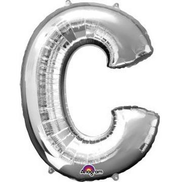 Ballon en aluminium argent lettre "C" SuperShape™