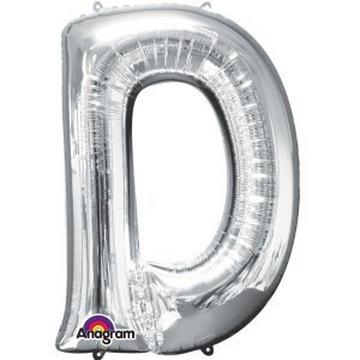 Folienballon Buchstabe "D" Silber SuperShape™