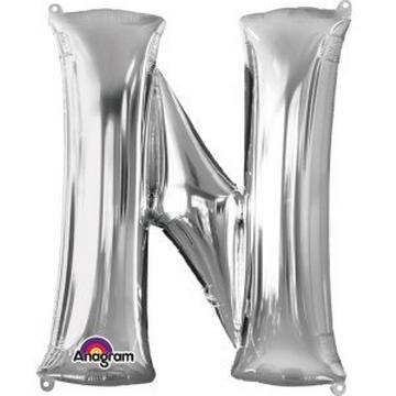 Palloncino in alluminio argento lettero "N" SuperShape™