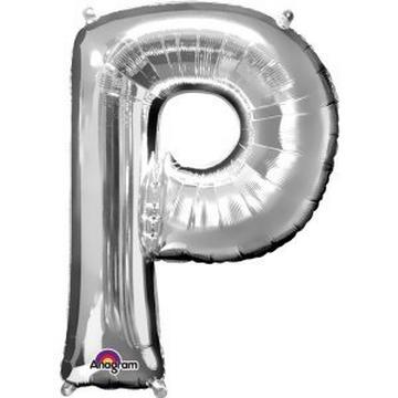 Ballon en aluminium argent lettre "P" SuperShape™