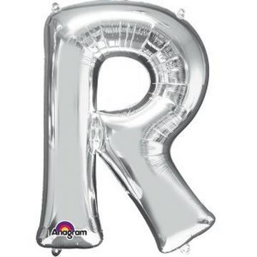 Ballon en aluminium argent lettre "R" SuperShape™