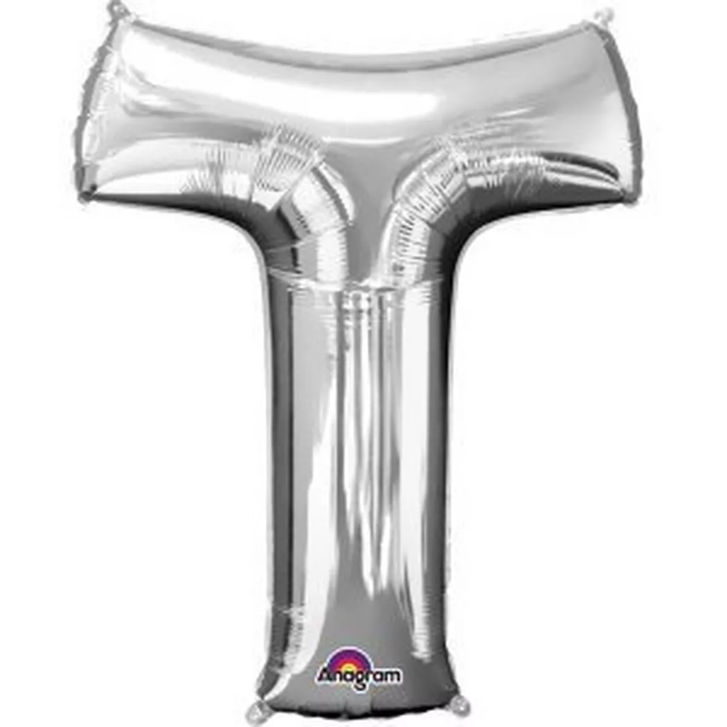 Amscan Letter T Foil Balloon Silver Supershape