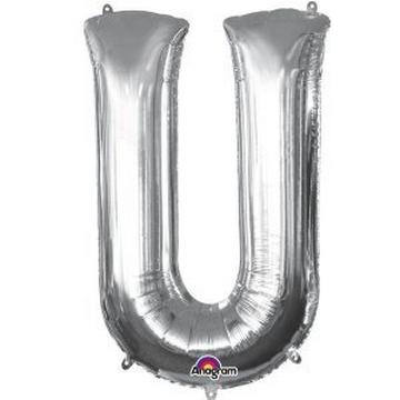 Palloncino in alluminio argento lettero "U" SuperShape™