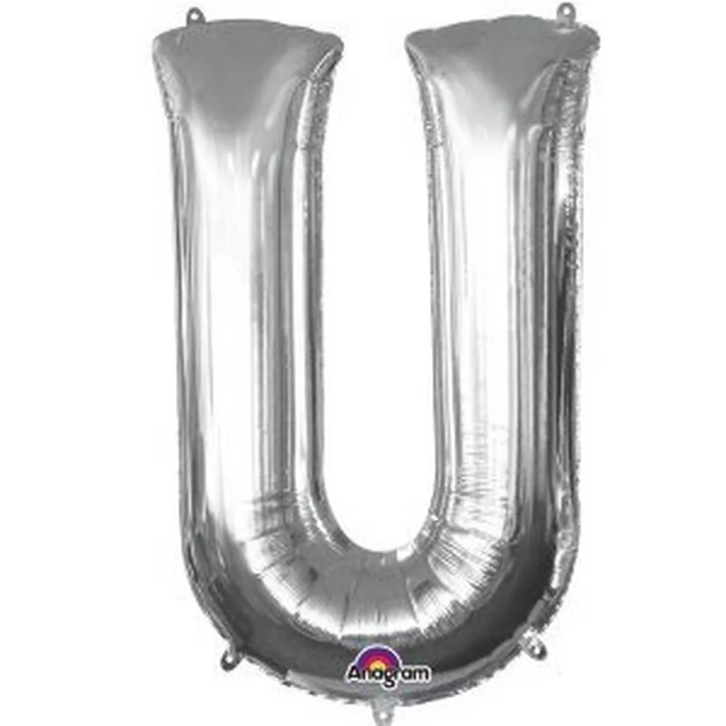 Amscan Letter U Foil Balloon Silver Supershape