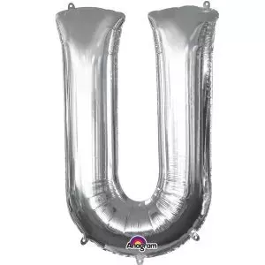 Folienballon Buchstabe "U" Silber SuperShape™