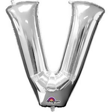 Ballon en aluminium argent lettre "V" SuperShape™