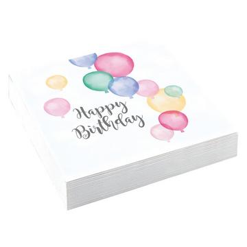20 tovaglioli Happy Birthday pastel 33x33 cm