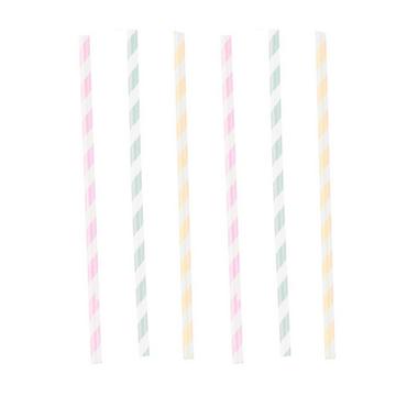 12 Trinkhalme Happy Birthday Pastel aus Papier
