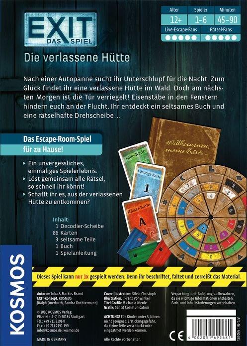 Kosmos  Escape Room EXIT Das Spiel, die verlassene Hütte, Deutsch 