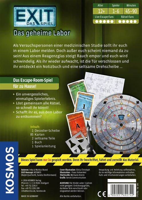 Kosmos  Escape Room EXIT Das Spiel, das geheime Labor, Deutsch 