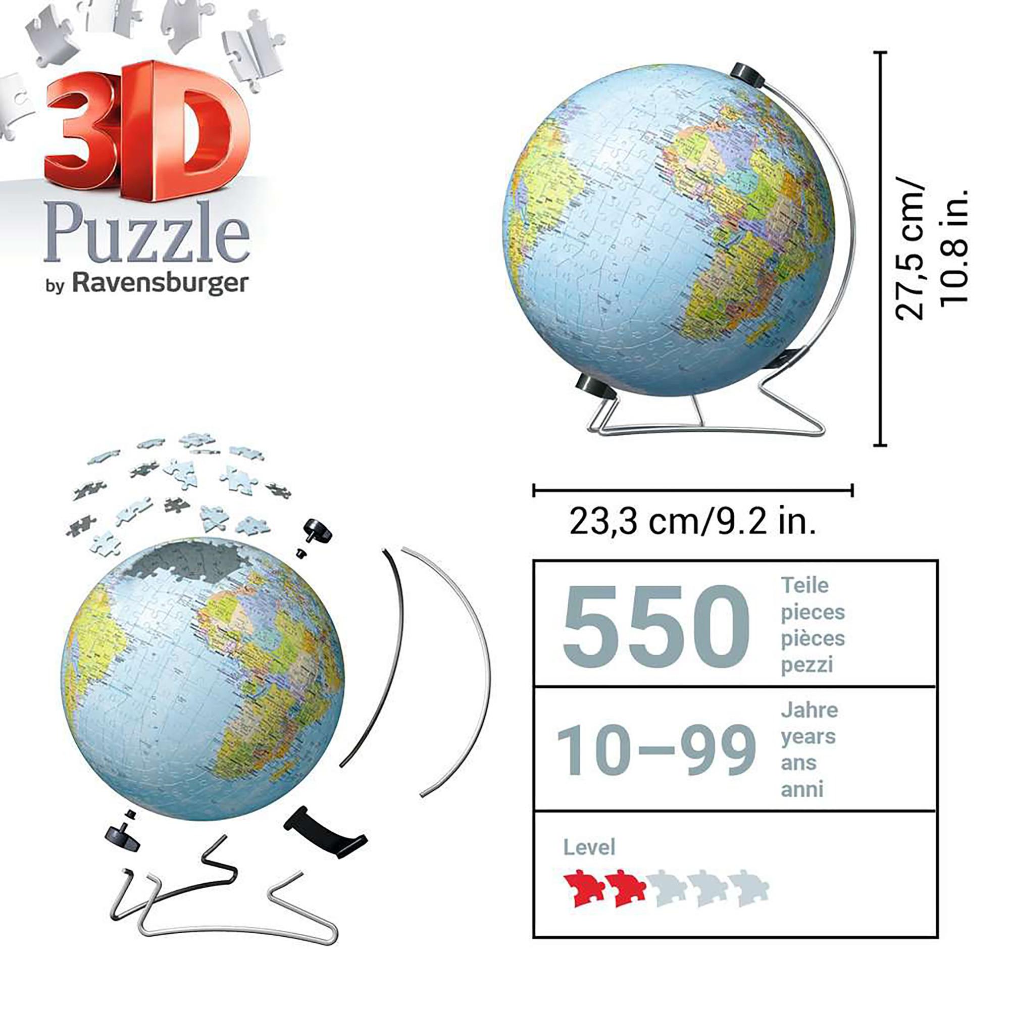 Ravensburger  3D Puzzle globe anglais, 540 pièces 