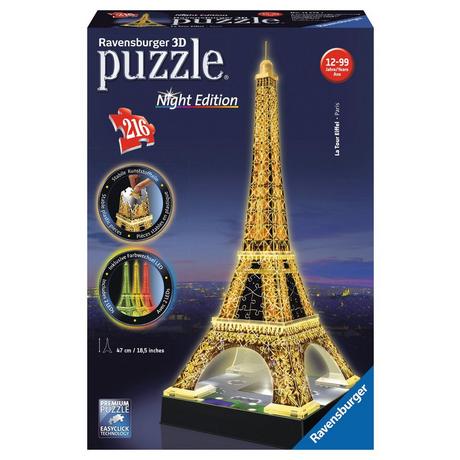 Ravensburger  3D Puzzle Torre Eiffel, Night Edition, 216 pezzi 