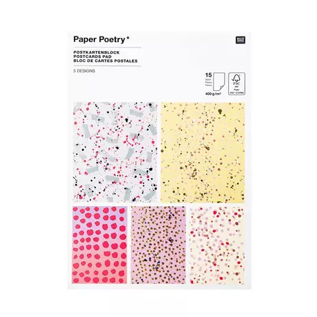 Rico Design Bloc de cartes postales Crafted Nature Paper Poetry Multicolor
