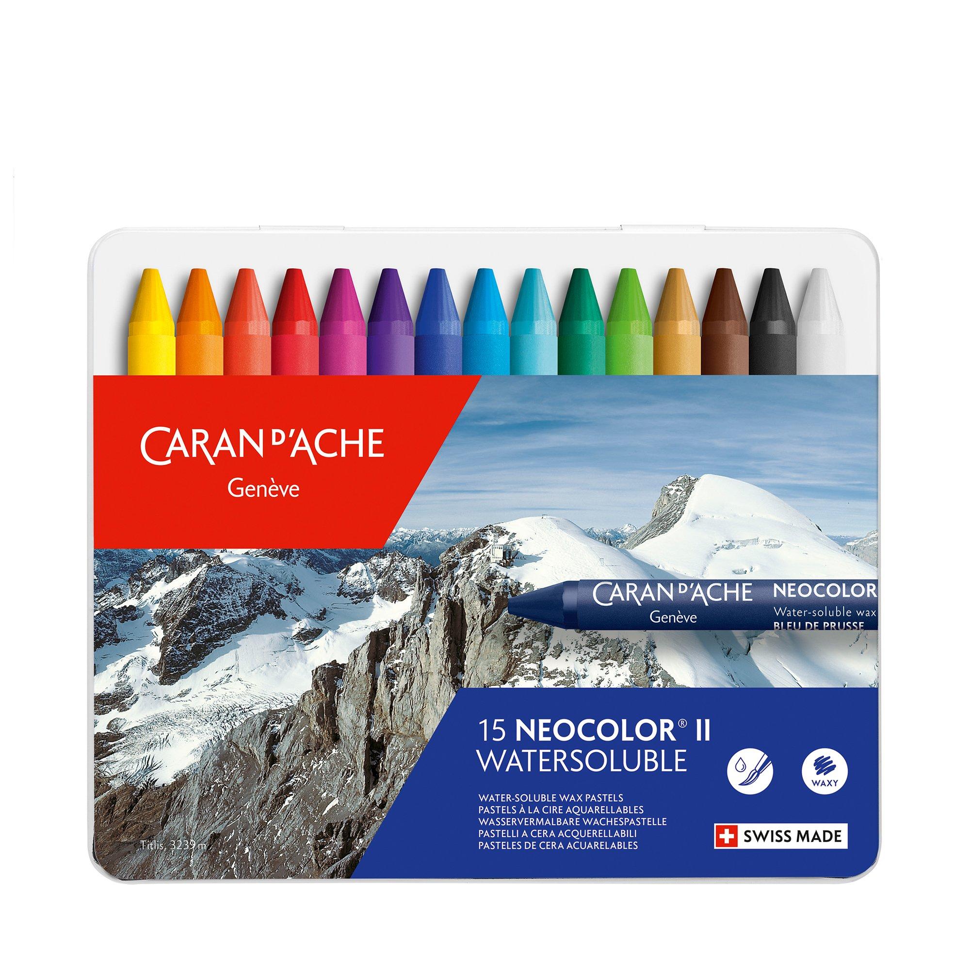 Caran D'ache Luminance Caran D'Ache Wachsmalstifte Neocolor II, Wasservermalbar, 15 Stück, Assortiert 50th Anniversary Edition